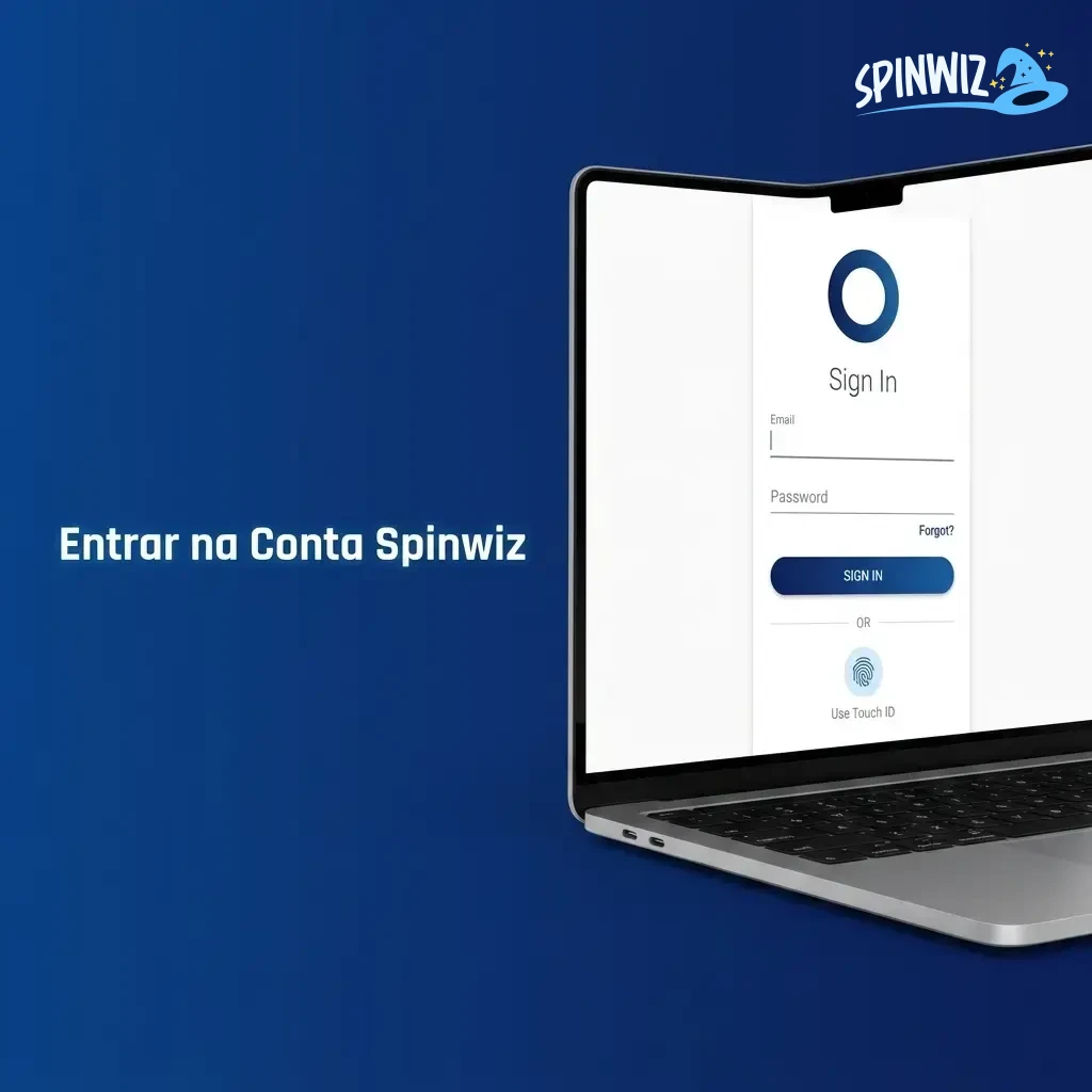 Tela de login do SpinWiz com campos de e-mail e senha para acesso seguro à conta do usuário.