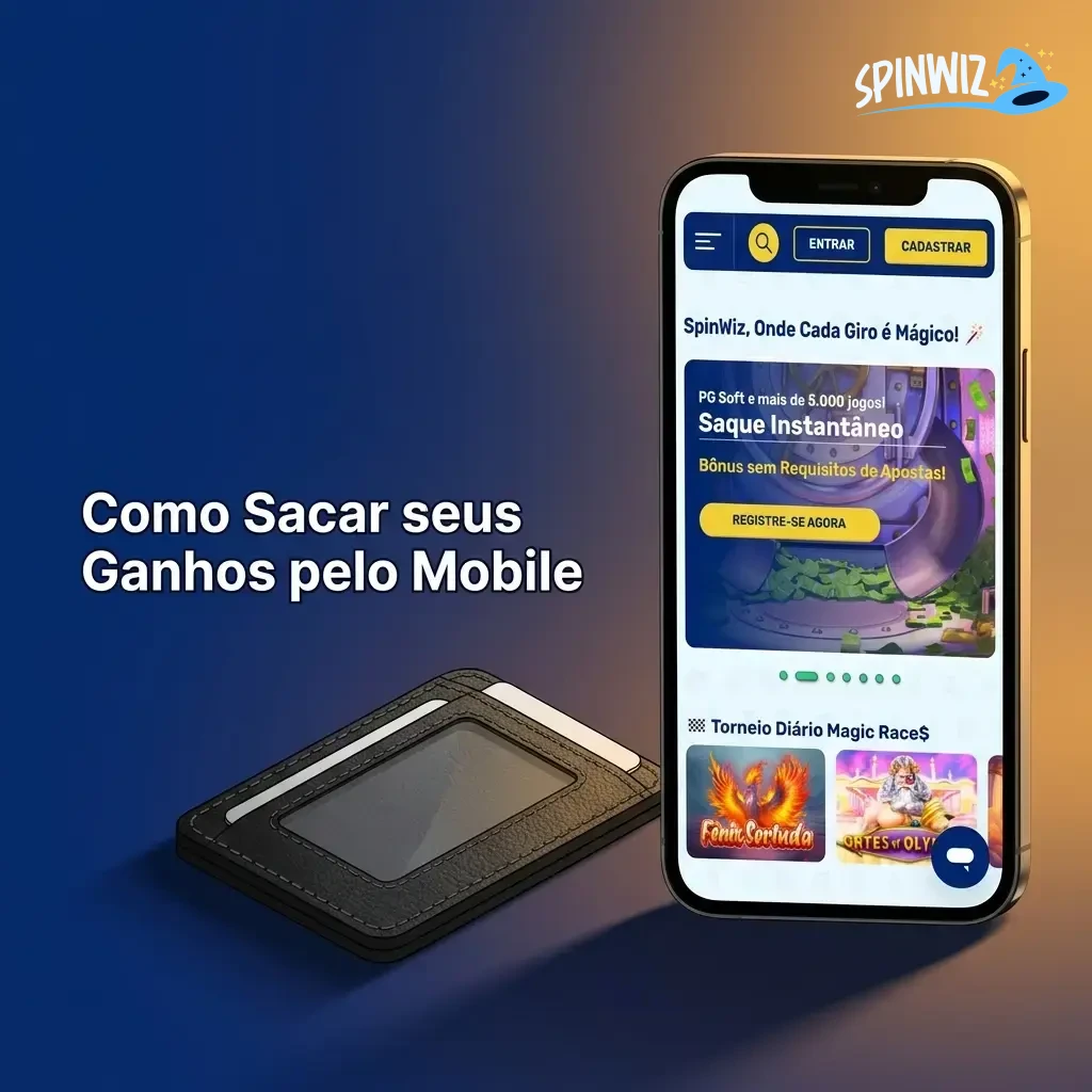 Passo a passo para sacar ganhos pelo celular no Spinwiz via Pix de forma rápida e simples.