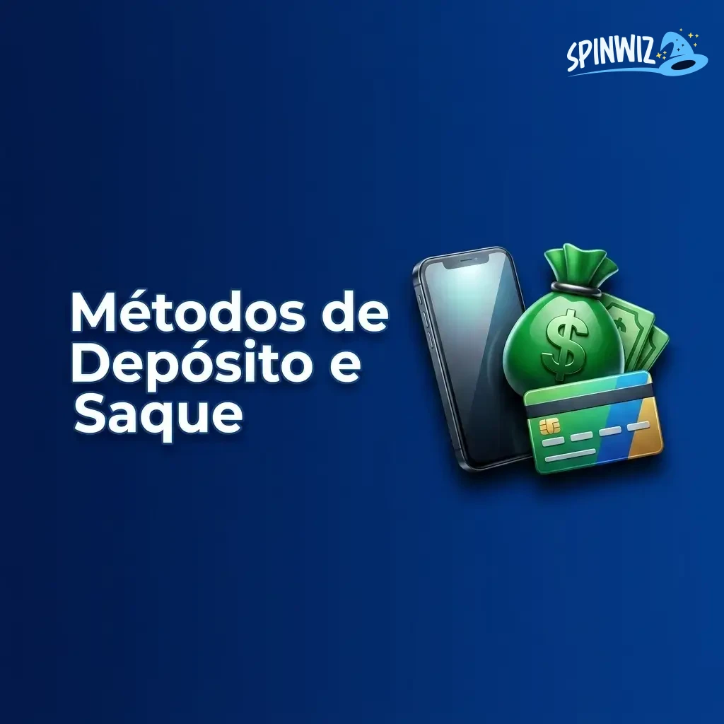 Métodos de depósito e saque no Spinwiz: Pix, cartões, boleto, criptomoedas e transferência bancária.