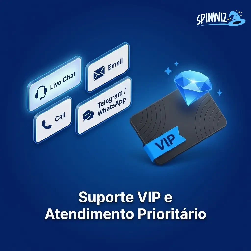 Suporte VIP Spinwiz com gerente de conta, atendimento prioritário, saques rápidos e canais exclusivos para jogadores de alto nível.