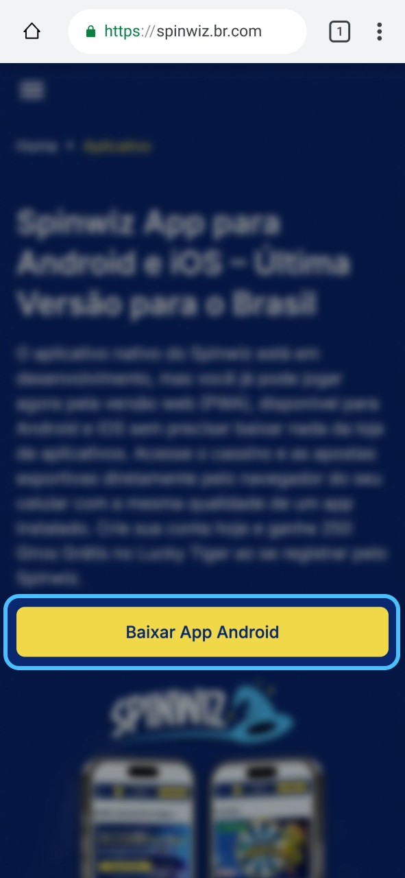 Spinwiz toque para baixar e acesse rapidamente pelo navegador Android sem complicações.