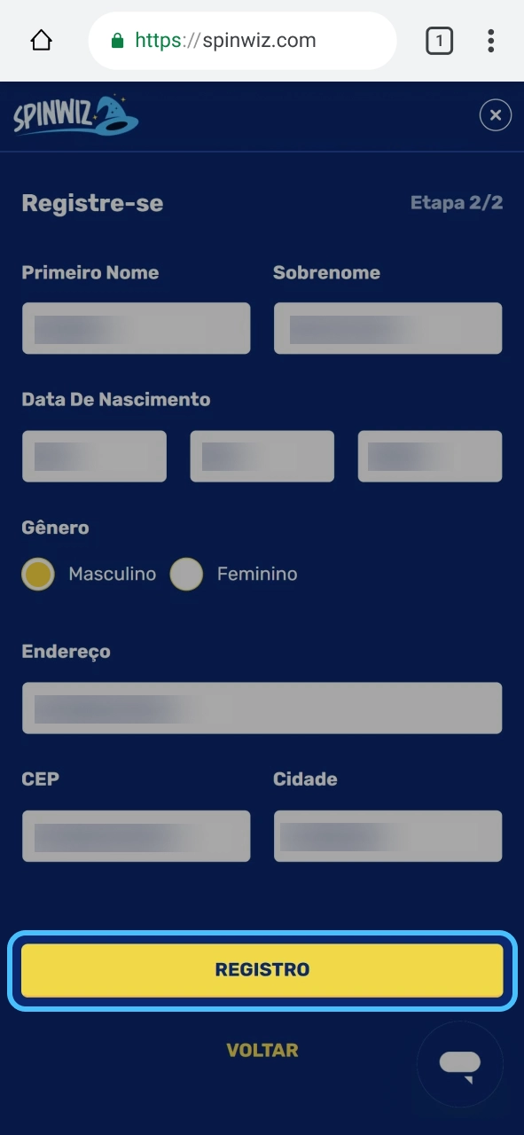 Spinwiz crie sua conta e comece a jogar com acesso completo imediato.