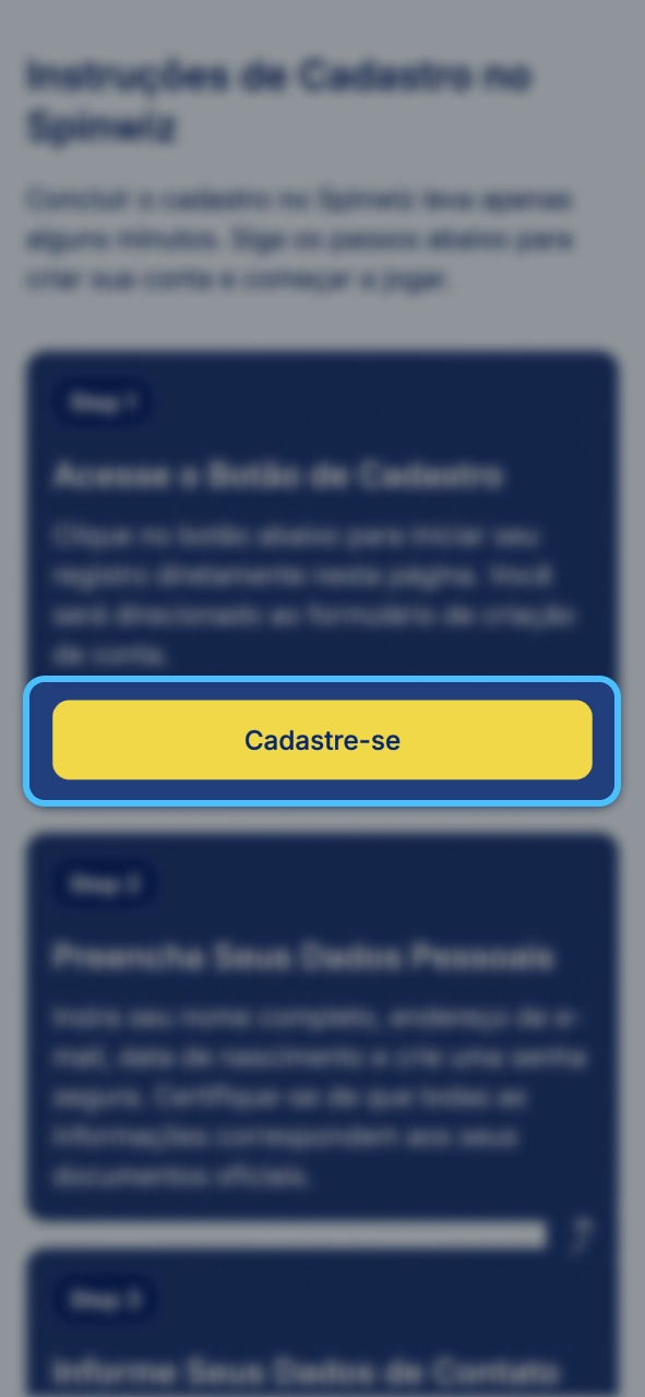Spinwiz inicie cadastro agora e desbloqueie acesso à plataforma facilmente.